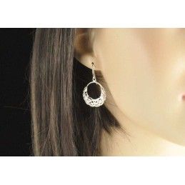 Boucles d'oreilles panier dentelle argent 925