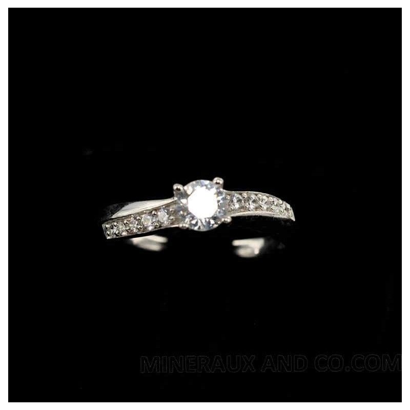 Bague solitaire zirconium argent rhodié 925