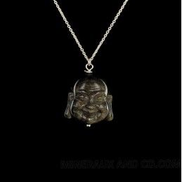 Pendentif bouddha chinois obsidienne doré