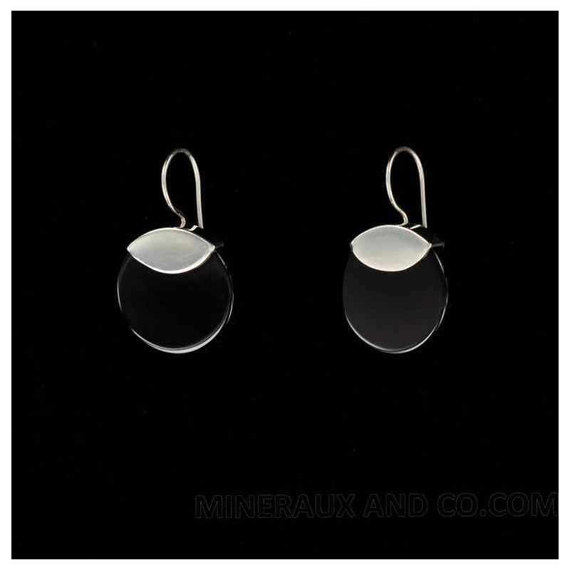 Boucles d'oreilles onyx noir et argent 925.