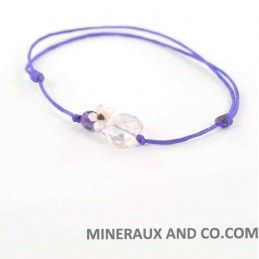 Bracelet quartz rose et fleur de nacre cordon.