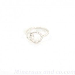 Bague deux cercles argent 925 et zirconiums.