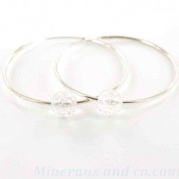 Créole argent 925 et perle de cristal de roche.