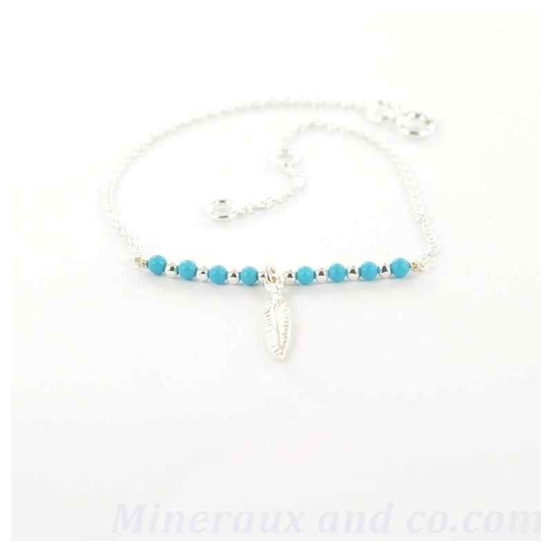 Bracelet plume et turquoise.