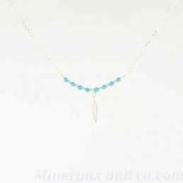 Pendentif plume argent perles turquoise