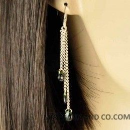 Boucles d'oreilles argent 925 et tourmaline verte