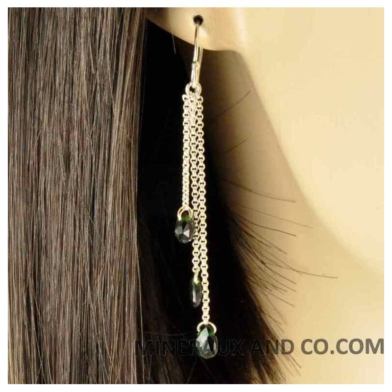 Boucles d'oreilles argent 925 et tourmaline verte