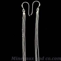 Boucles d'oreilles chaînes boules argent 925.