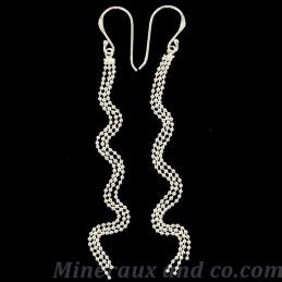 Boucles d'oreilles chaînes boules argent 925.