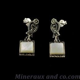 Boucles d'oreilles marcassite et argent.