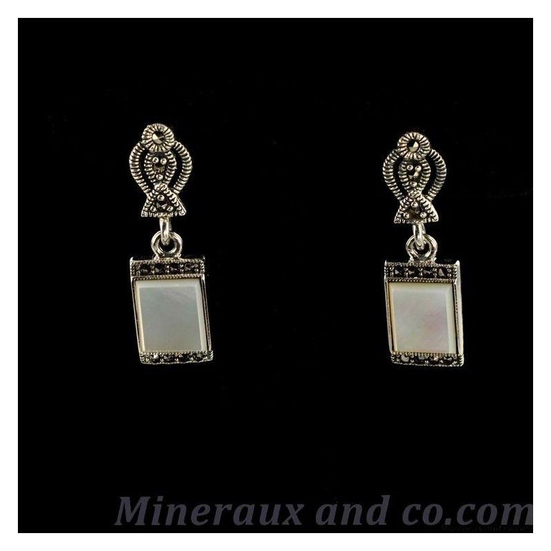 Boucles d'oreilles marcassite et argent.