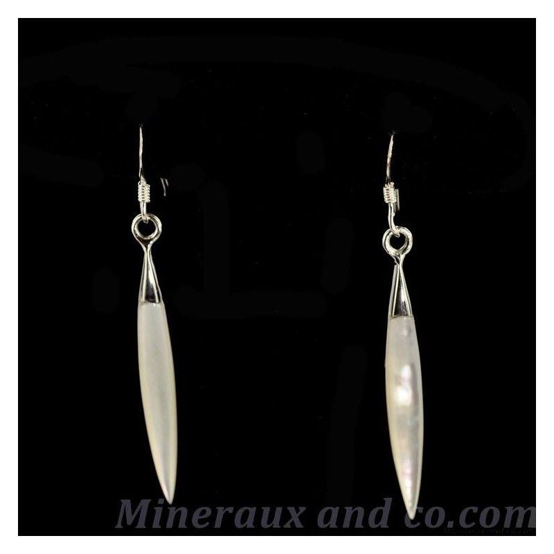 Boucles d'oreilles ailes de fée nacre et argent