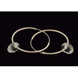 Boucles créoles argent 925 et cristal de roche facetté.