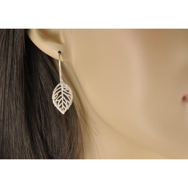 Boucles d'oreilles argent 925 feuille