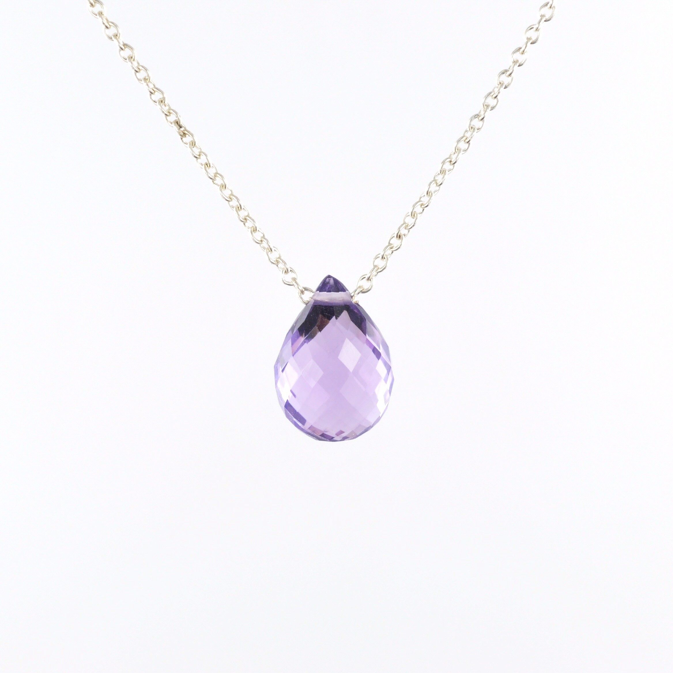 Collier Pendentif En Argent Sterling .925 Avec Améthyste Goutte - Silverly