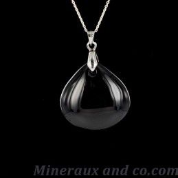 Collier chaîne argent et onyx uni