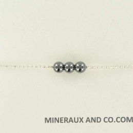 Bracelet trois perles hématite et argent 925