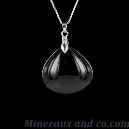 Collier chaîne argent et onyx uni