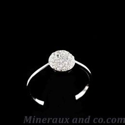 Bague pavé rond zirconium transparent