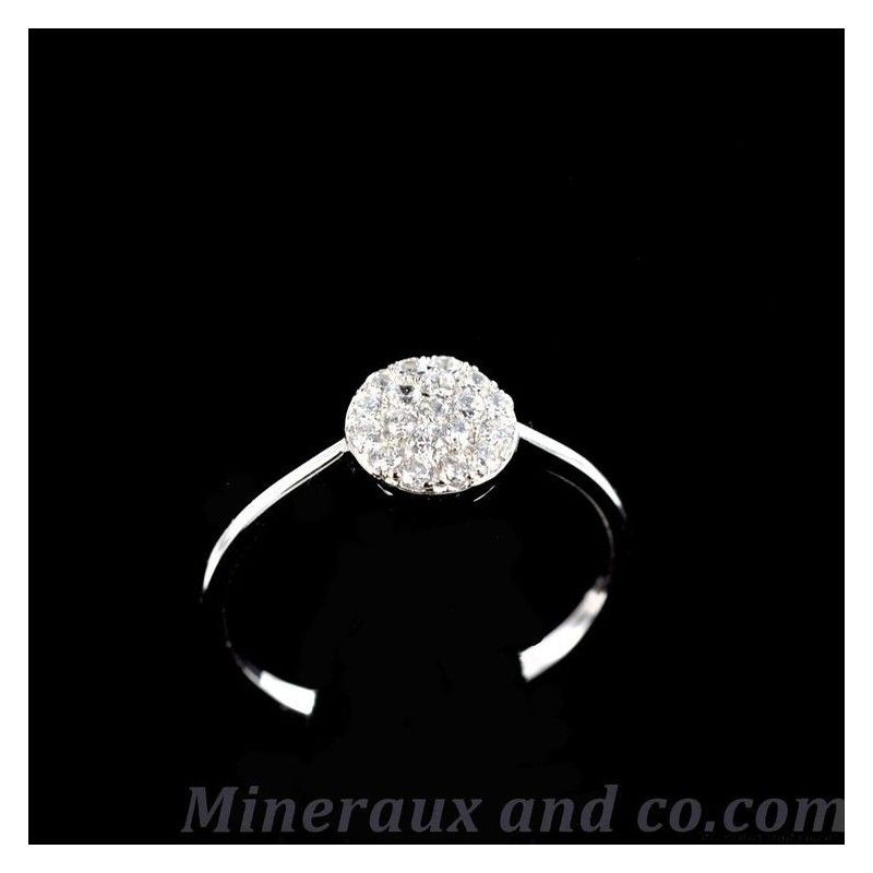 Bague pavé rond zirconium transparent