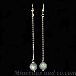 Boucles d'oreilles chaînette argent et labradorite