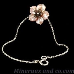 Bracelet nacre rose et grise chaîne argent 925.