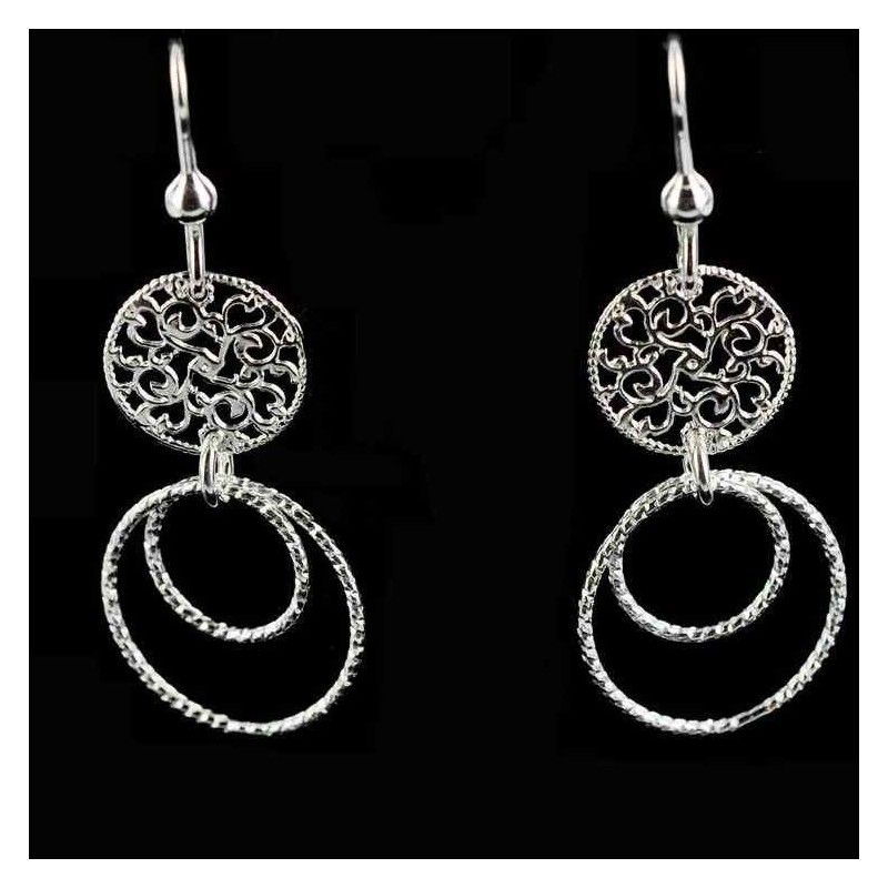 Boucles d'oreilles cercles mobiles argent 925