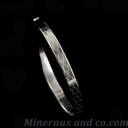 Bracelet plat argent écaille serpent.