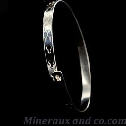 Bracelet plat argent écaille serpent.