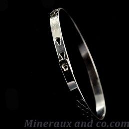 Bracelet plat argent écaille serpent.