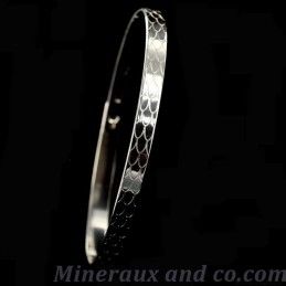 Bracelet plat argent écaille serpent.