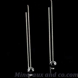 Boucles d'oreilles perles hématite et chaîne pendante