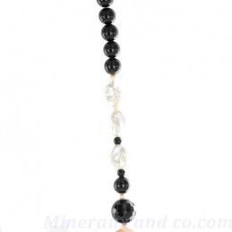 Collier sautoir perles de culture et d'onyx