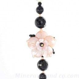 Collier sautoir perles de culture et d'onyx