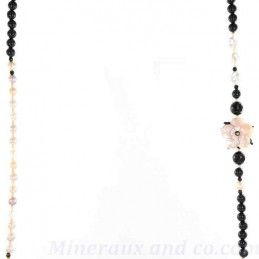 Collier sautoir perles de culture et d'onyx