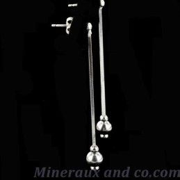 Boucles d'oreilles pendantes chaînes argent 925 boule.