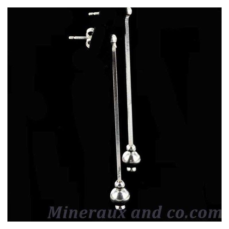 Boucles d'oreilles pendantes chaînes argent 925 boule.