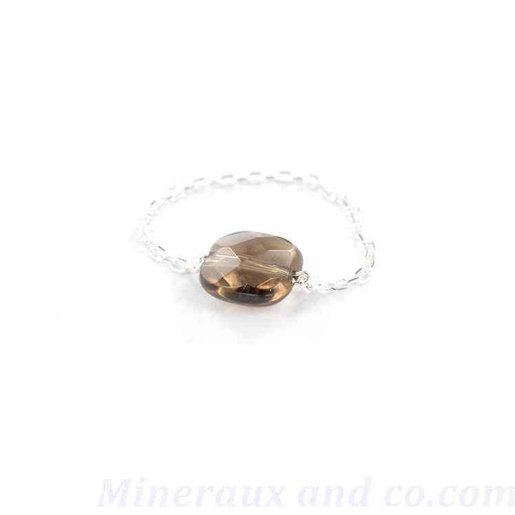 Bague En Quartz Fumé, Argent 925, Bijou élégant Neuf Avec étiquettes, Pierres Naturelles