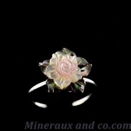 Bague argent nacre fleurie