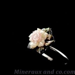 Bague argent nacre fleurie