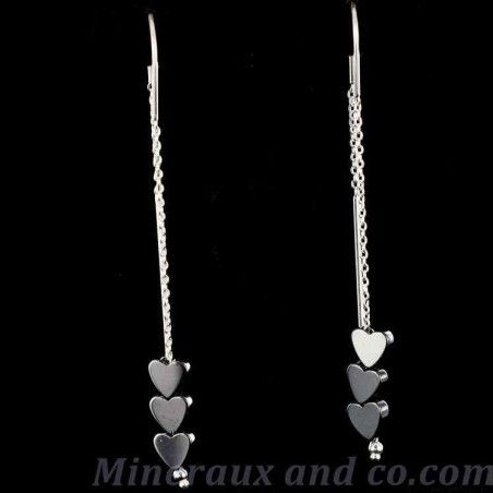 Boucles D'oreilles Puces En Hématite Sur Argent 925 - Bijou Pierre Noire Occasion