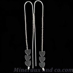 Boucles d'oreilles trois coeurs hématite