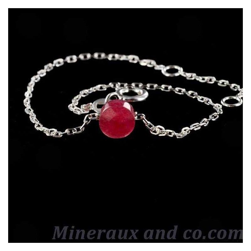 Bracelet chaine argent 925 et rubellite.