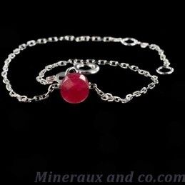 Bracelet chaine argent 925 et rubellite.