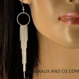 Boucles d'oreilles 11 chaînettes argent 925.