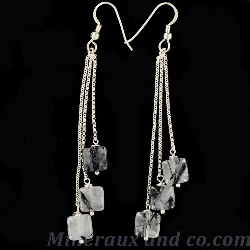 Boucles d'oreilles quartz tourmaline. Boucles d'oreilles quartz tourmaline.