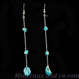 Boucles d'oreilles trois turquoises azur