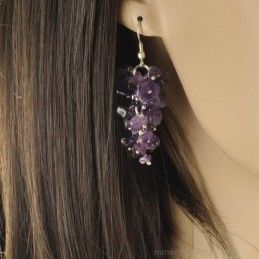 Boucles d' oreilles grappe en améthyste.