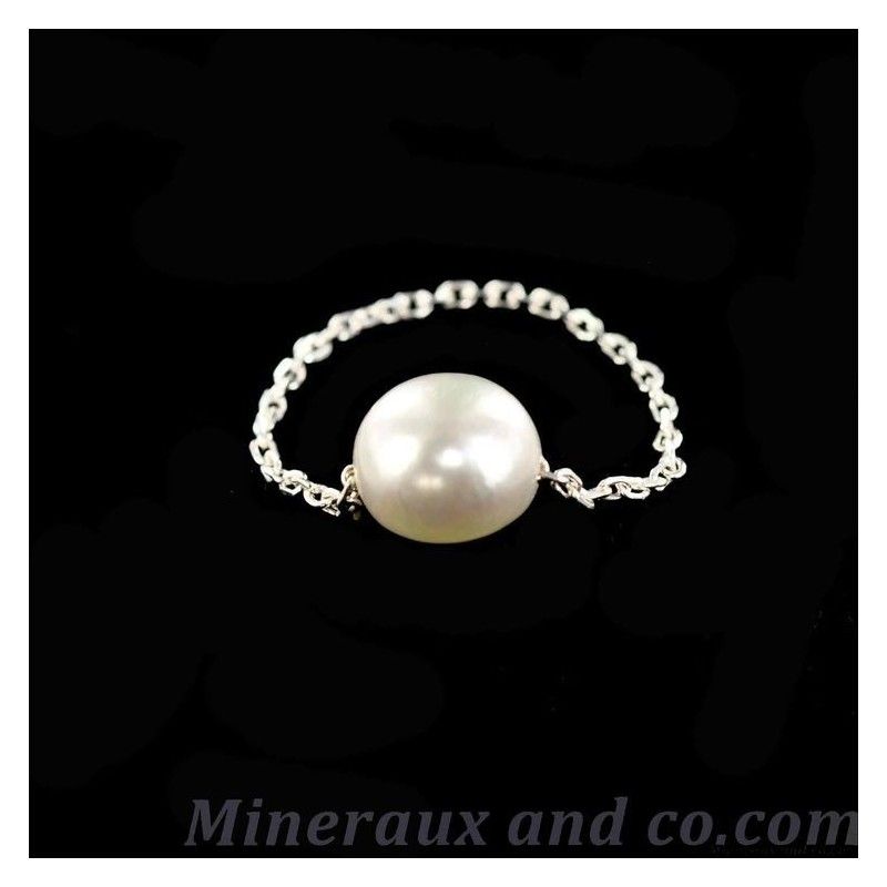 Bague chaîne et cabochon de nacre Bague chaîne et cabochon de nacre