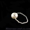 Bague Argent Massif Cabochon Nacre Blanc - Motif Têtes D'éléphants - Taille 55/56 - Occasion